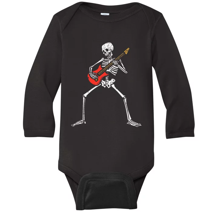 Halloween Skeleton Rocker Guitar Punk Rock Costume Baby Long Sleeve Bodysuit