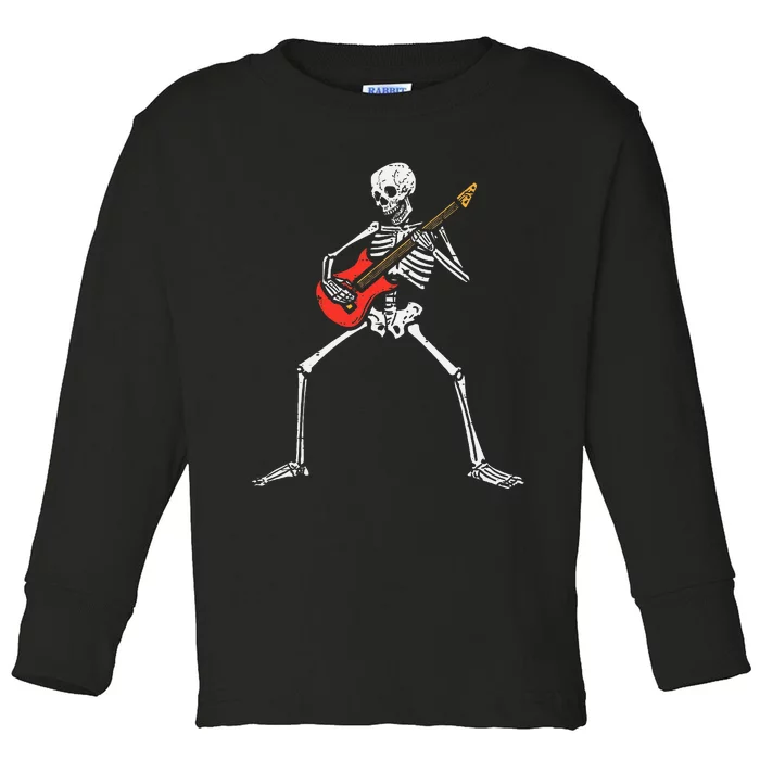 Halloween Skeleton Rocker Guitar Punk Rock Costume Toddler Long Sleeve Shirt