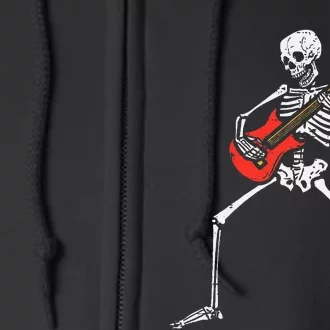 Halloween Skeleton Rocker Guitar Punk Rock Costume Full Zip Hoodie