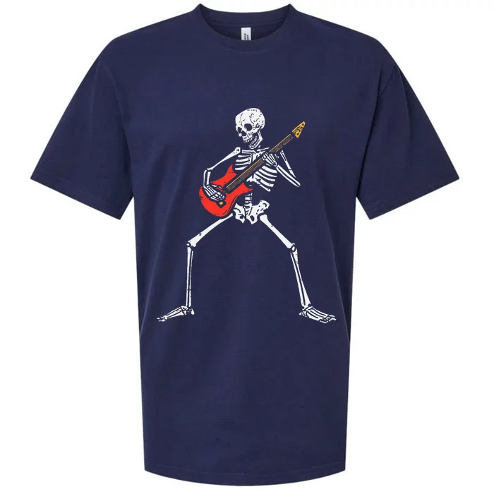 Halloween Skeleton Rocker Guitar Punk Rock Costume Sueded Cloud Jersey T-Shirt