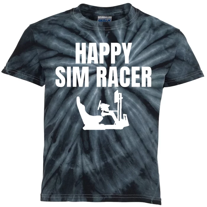 Happy Sim Racer Fun Esport Car Racing Sim Funny Sim Racer Sim Racing Cockpit Kids Tie-Dye T-Shirt