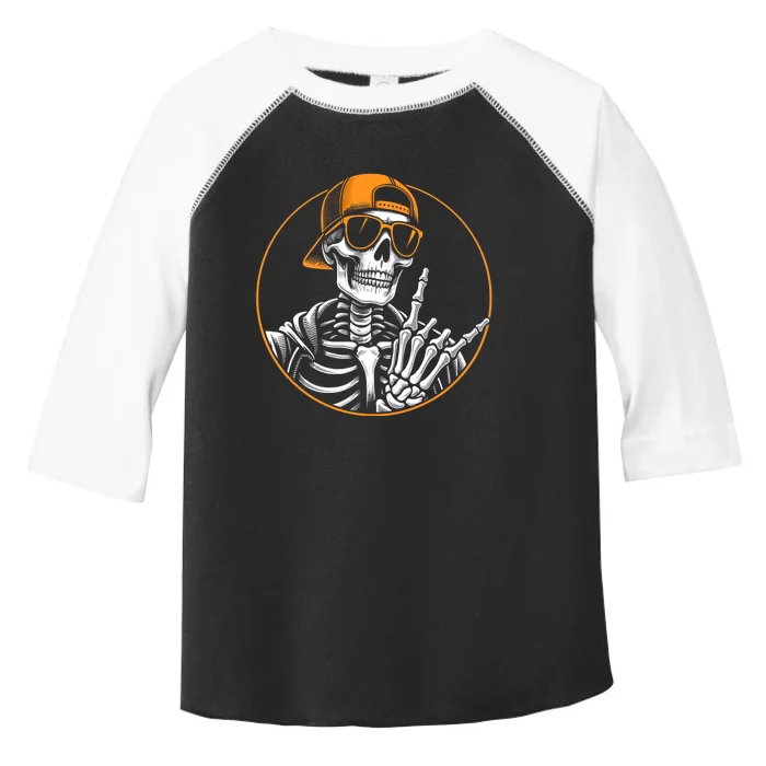 Halloween Skeleton Rock Hand Rocker Rock Music Toddler Fine Jersey T-Shirt