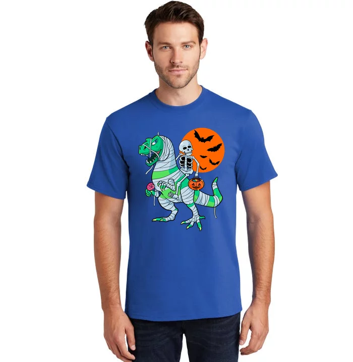 Halloween Skeleton Riding Trex Dinosaur Meaningful Gift Tall T-Shirt