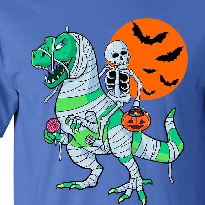 Halloween Skeleton Riding Trex Dinosaur Meaningful Gift Tall T-Shirt