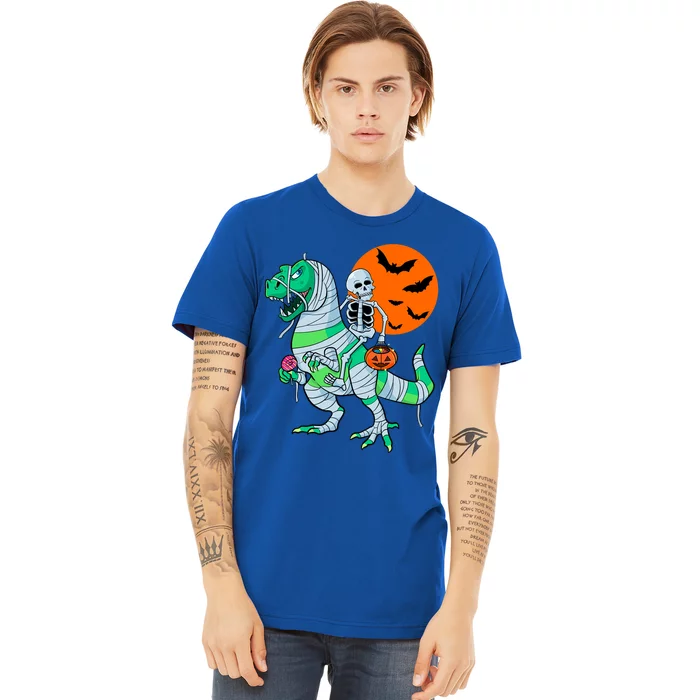 Halloween Skeleton Riding Trex Dinosaur Meaningful Gift Premium T-Shirt