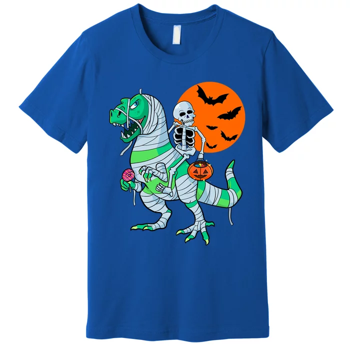 Halloween Skeleton Riding Trex Dinosaur Meaningful Gift Premium T-Shirt