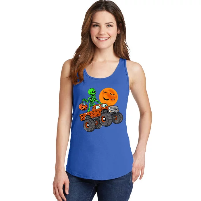 Halloween Skeleton Riding Monster Truck Gift Ladies Essential Tank