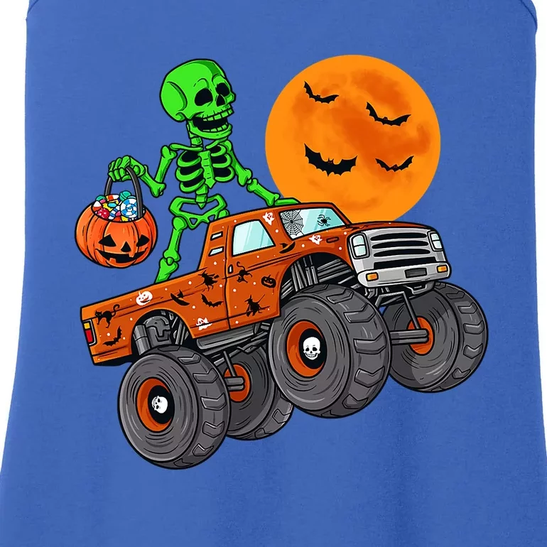 Halloween Skeleton Riding Monster Truck Gift Ladies Essential Tank