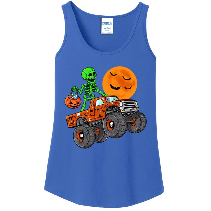 Halloween Skeleton Riding Monster Truck Gift Ladies Essential Tank