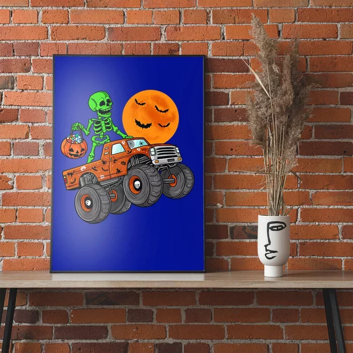 Halloween Skeleton Riding Monster Truck Gift Poster