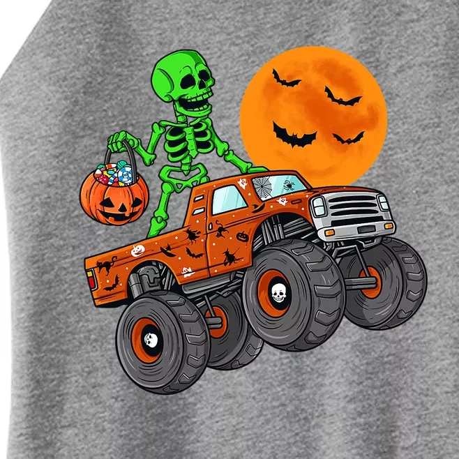 Halloween Skeleton Riding Monster Truck Gift Women’s Perfect Tri Rocker Tank