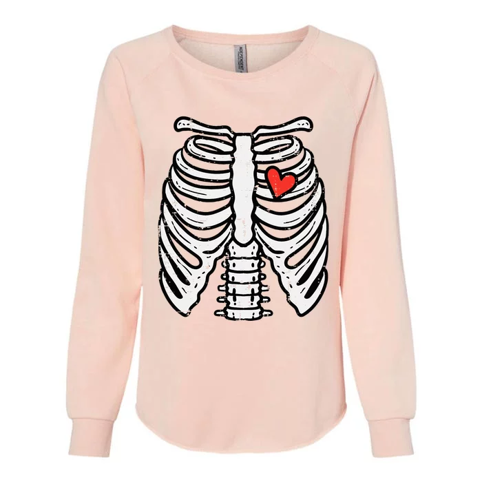 Halloween Skeleton Rib Cage Heart Costume Womens California Wash Sweatshirt