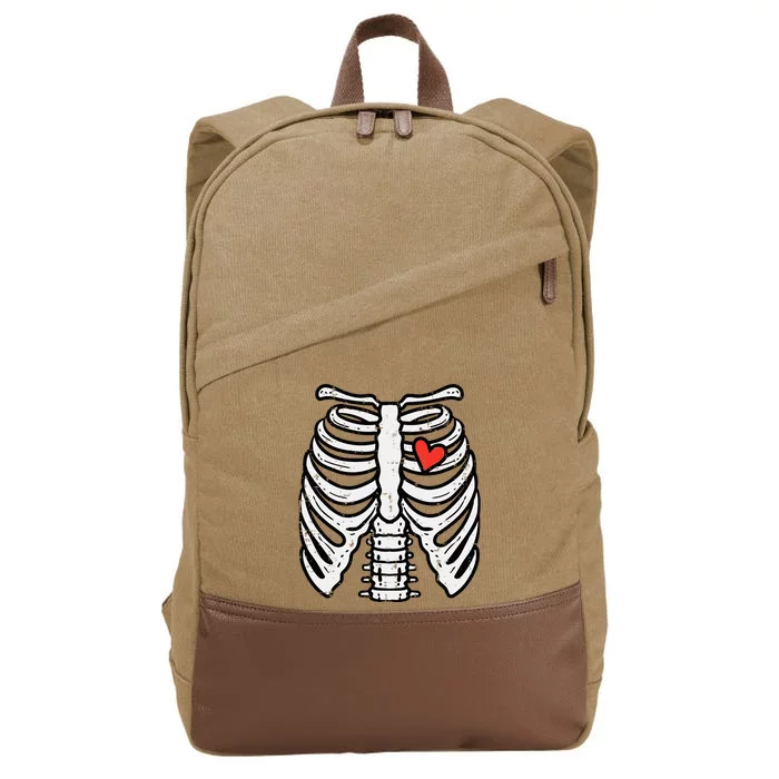 Halloween Skeleton Rib Cage Heart Costume Cotton Canvas Backpack