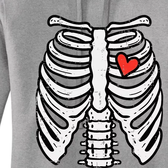 Halloween Skeleton Rib Cage Heart Costume Women's Pullover Hoodie