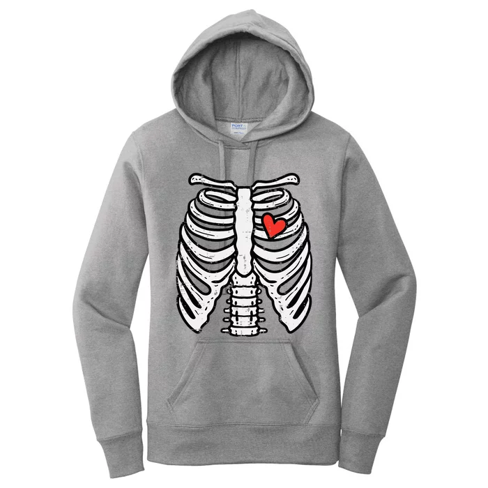 Halloween Skeleton Rib Cage Heart Costume Women's Pullover Hoodie