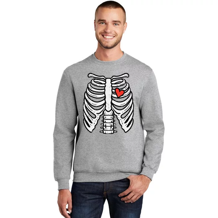 Halloween Skeleton Rib Cage Heart Costume Tall Sweatshirt