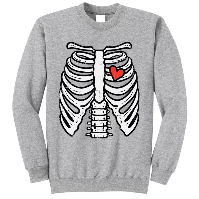 Halloween Skeleton Rib Cage Heart Costume Tall Sweatshirt