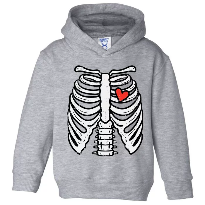 Halloween Skeleton Rib Cage Heart Costume Toddler Hoodie