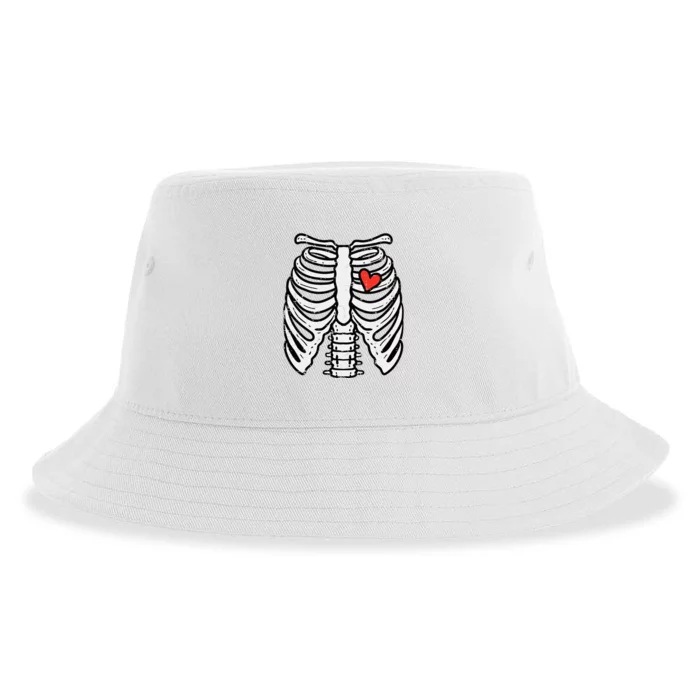 Halloween Skeleton Rib Cage Heart Costume Sustainable Bucket Hat