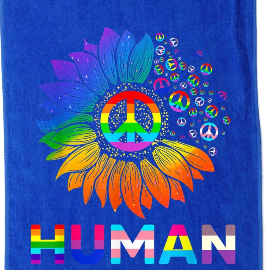 Hu Sunflower Rainbow Lgbt Flag Gay Pride Proud Lgbtq Great Gift Platinum Collection Golf Towel