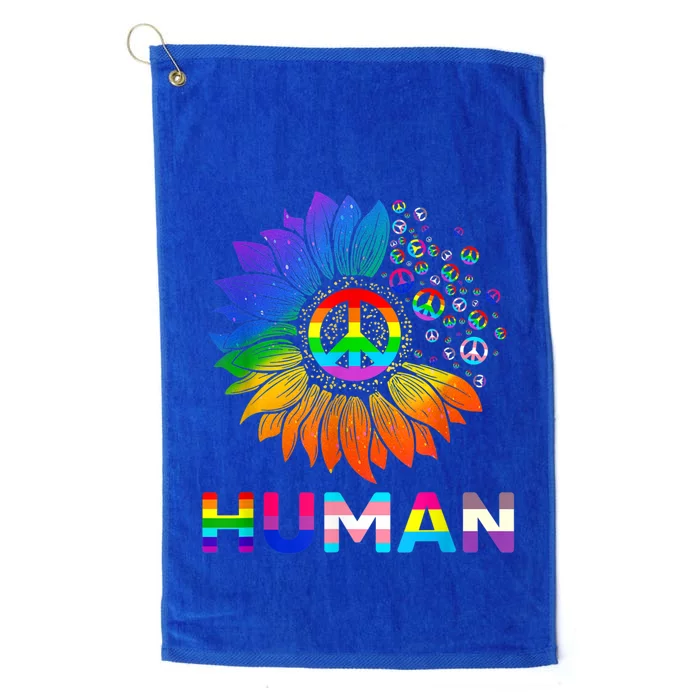 Hu Sunflower Rainbow Lgbt Flag Gay Pride Proud Lgbtq Great Gift Platinum Collection Golf Towel