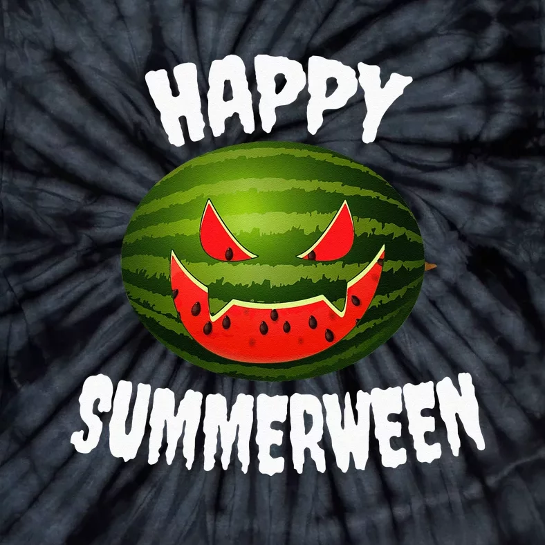 Happy Summerween Retro Watermelon Jack O Lantern Tie-Dye T-Shirt