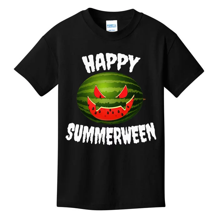 Happy Summerween Retro Watermelon Jack O Lantern Kids T-Shirt