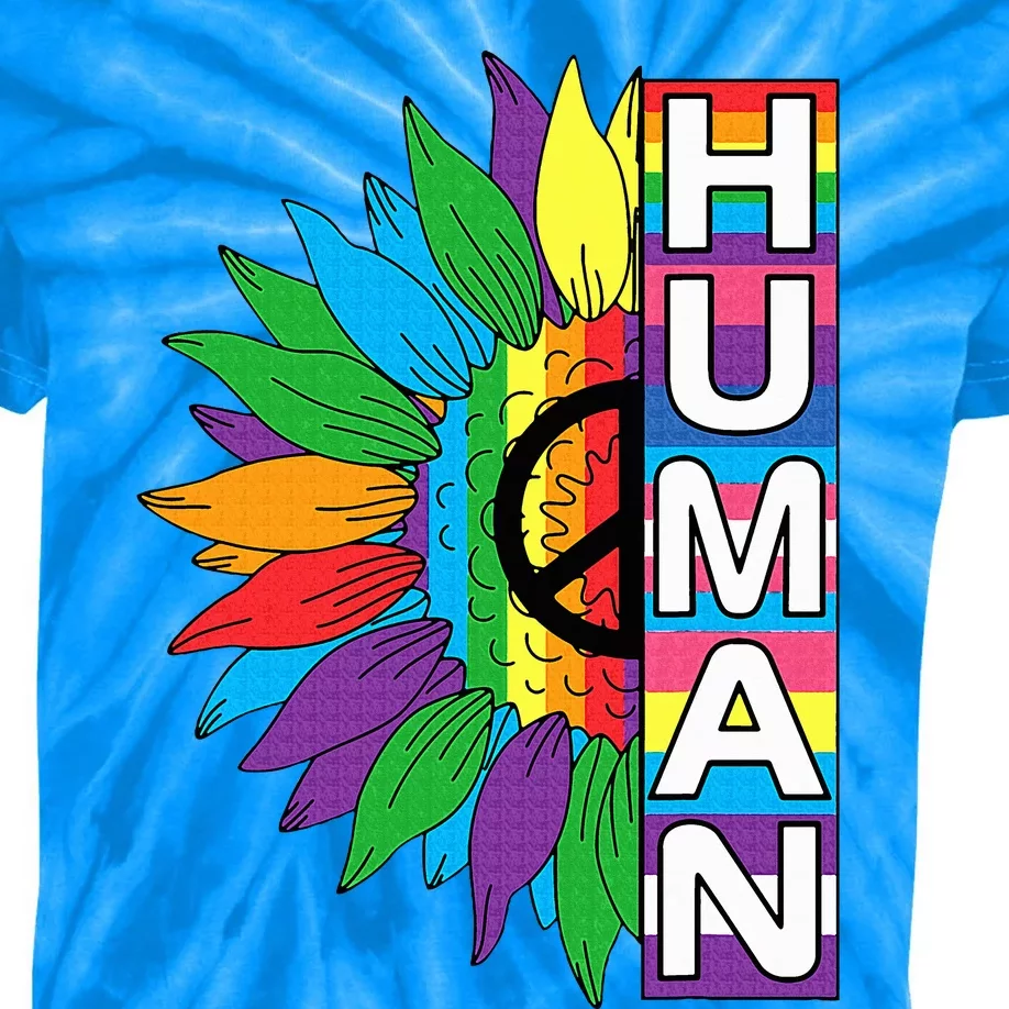 Human Sunflower Rainbow Lgbt Flag Gay Kids Tie-Dye T-Shirt