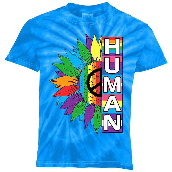 Human Sunflower Rainbow Lgbt Flag Gay Kids Tie-Dye T-Shirt