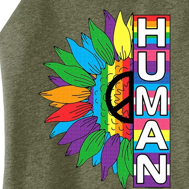 Human Sunflower Rainbow Lgbt Flag Gay Women’s Perfect Tri Rocker Tank