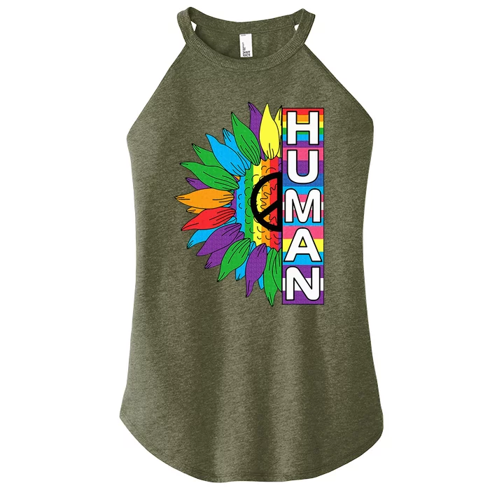 Human Sunflower Rainbow Lgbt Flag Gay Women’s Perfect Tri Rocker Tank