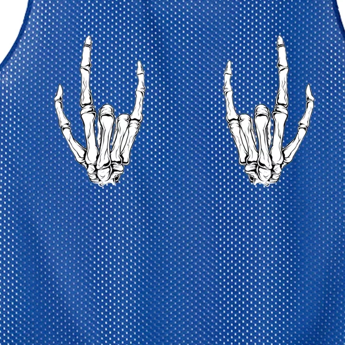 Halloween Skeleton Rocker Hands Cool Gift Graphic Costume Gift Mesh Reversible Basketball Jersey Tank