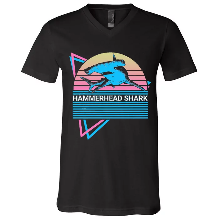 Hammerhead Shark Retro V-Neck T-Shirt