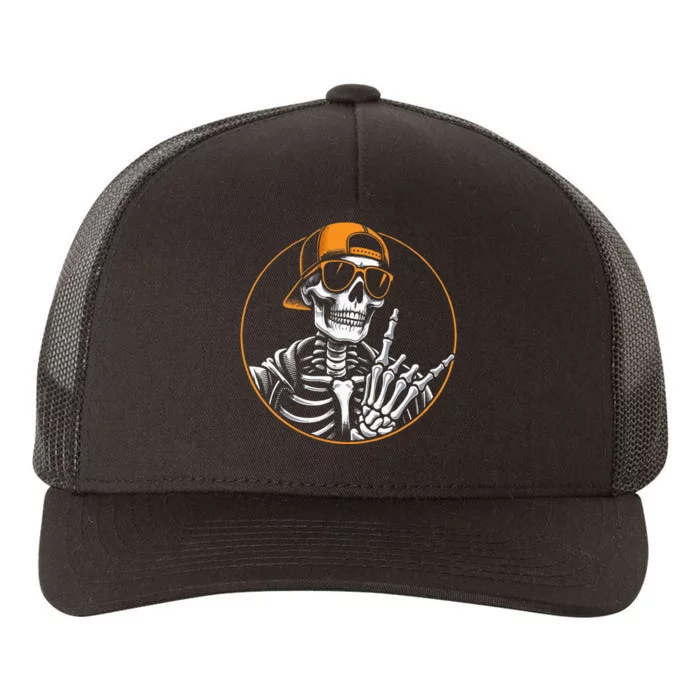 Halloween Skeleton Rock Hand Rocker &  Rock Music Yupoong Adult 5-Panel Trucker Hat