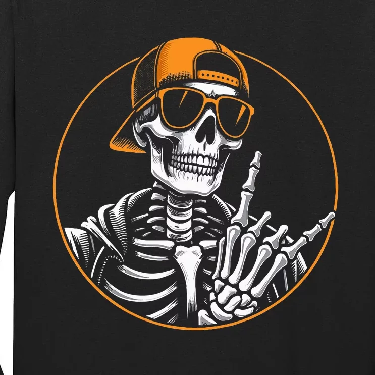 Halloween Skeleton Rock Hand Rocker &  Rock Music Tall Long Sleeve T-Shirt