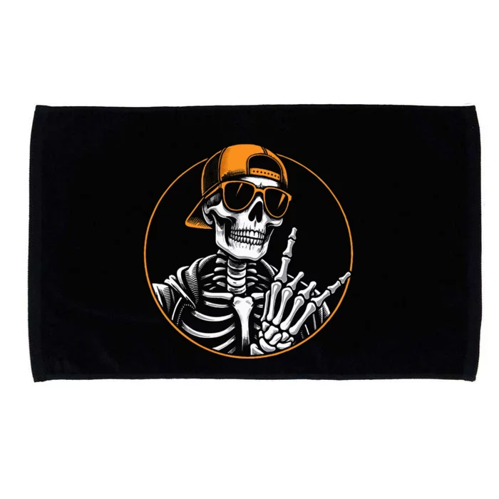 Halloween Skeleton Rock Hand Rocker &  Rock Music Microfiber Hand Towel