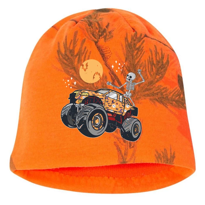 Halloween Skeleton Riding Monster Truck Car Racing Lover Cute Gift Kati - Camo Knit Beanie