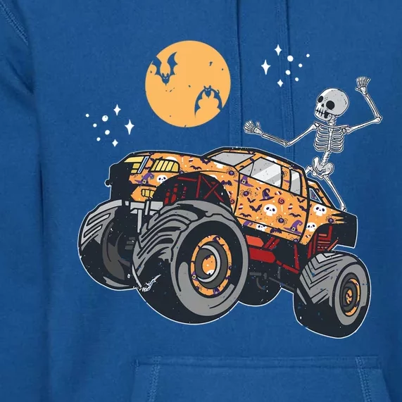 Halloween Skeleton Riding Monster Truck Car Racing Lover Cute Gift Premium Hoodie