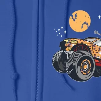 Halloween Skeleton Riding Monster Truck Car Racing Lover Cute Gift Full Zip Hoodie