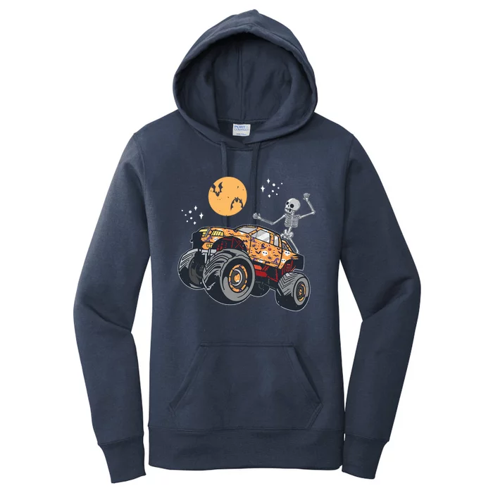 Halloween Skeleton Riding Monster Truck Car Racing Lover Cute Gift Women's Pullover Hoodie