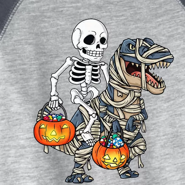 Halloween Skeleton Riding Mummy Dinosaur T Rex Funny Pumpkin Toddler Fine Jersey T-Shirt