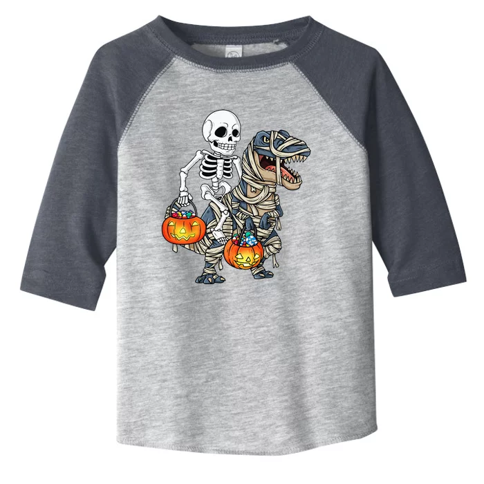 Halloween Skeleton Riding Mummy Dinosaur T Rex Funny Pumpkin Toddler Fine Jersey T-Shirt