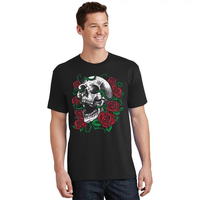 Halloween Skull Rose Skeleton Gift Idea T-Shirt