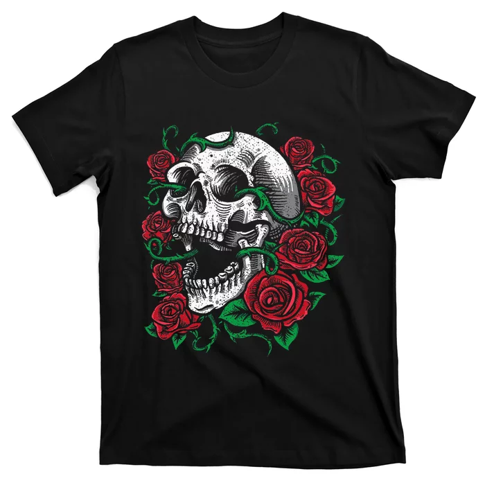 Halloween Skull Rose Skeleton Gift Idea T-Shirt