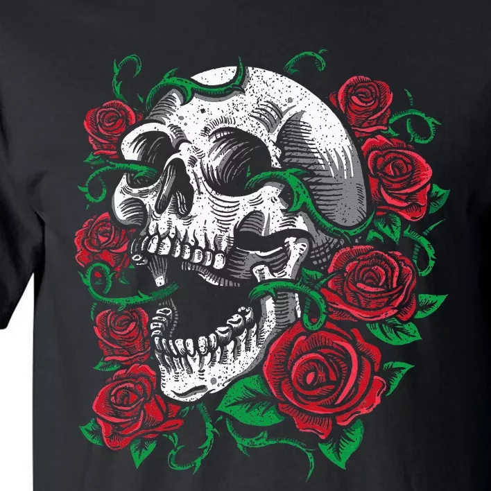 Halloween Skull Rose Skeleton Gift Idea Tall T-Shirt