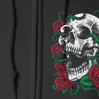 Halloween Skull Rose Skeleton Gift Idea Full Zip Hoodie