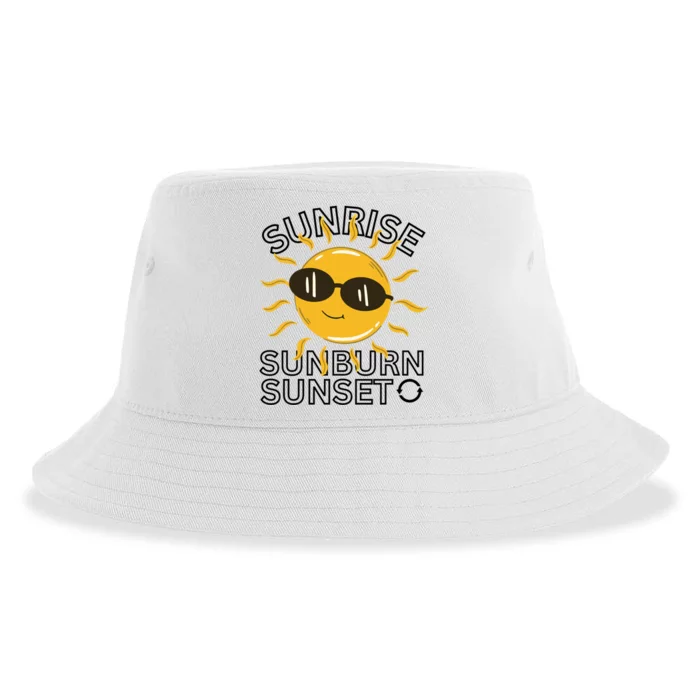 Happy Sun Sunrise Sunburn Sunset Repeat Cool Gift Sustainable Bucket Hat