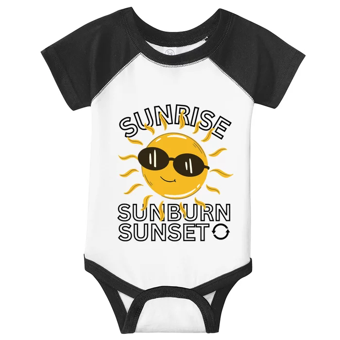 Happy Sun Sunrise Sunburn Sunset Repeat Cool Gift Infant Baby Jersey Bodysuit