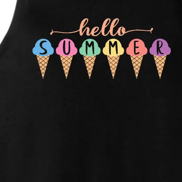 Hello Summer Summer Ice Cream Hello Summer Ladies Tri-Blend Wicking Tank