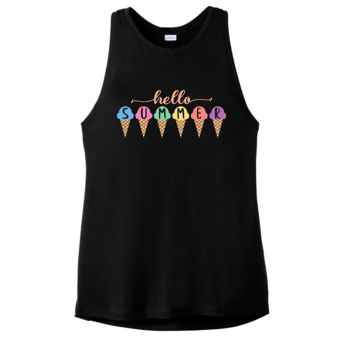 Hello Summer Summer Ice Cream Hello Summer Ladies Tri-Blend Wicking Tank